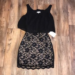 Black and Nude Lace Dress